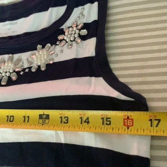 EXPRESS Blue & White striped Tank top #115 - Picture 6 of 7